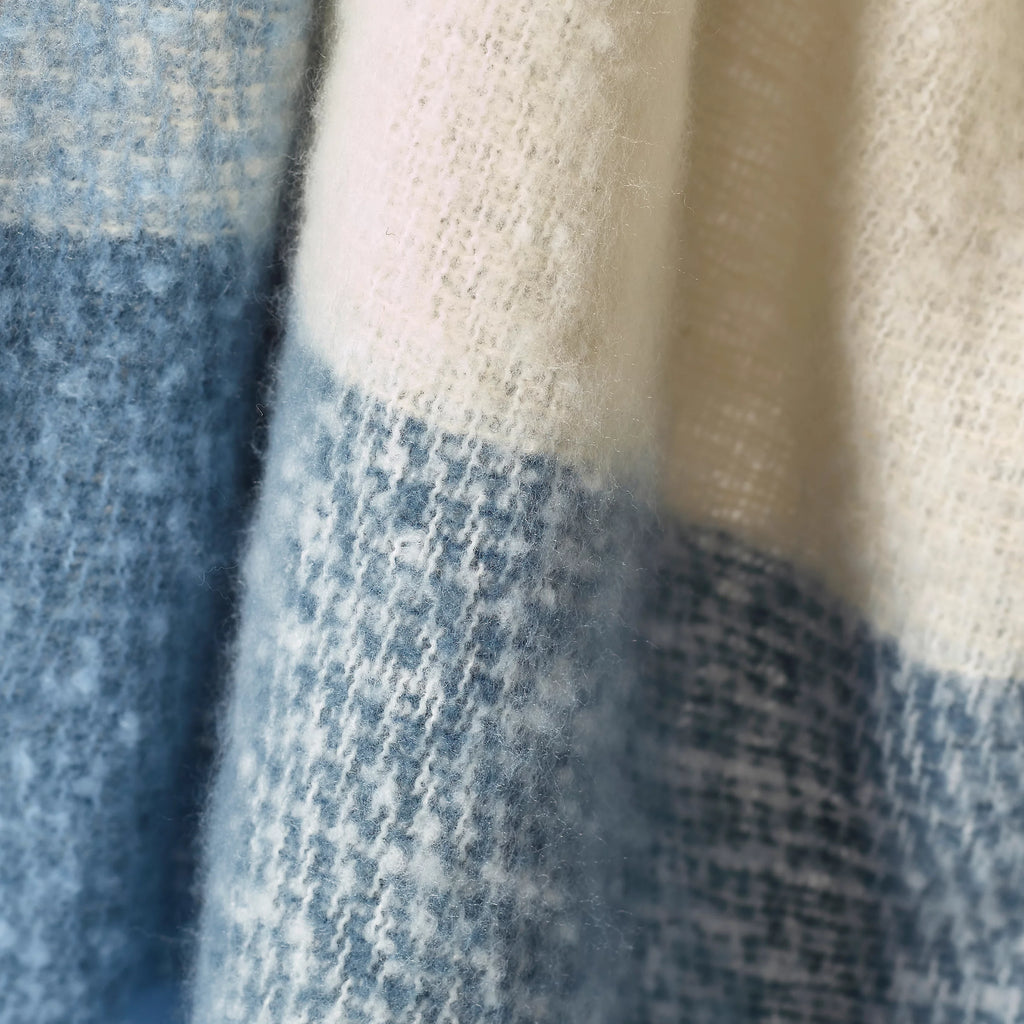 Catherine Lansfield Faux Mohair Check 130x170cm Blanket Throw Blue