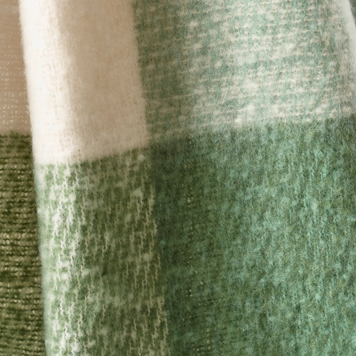 Catherine Lansfield Faux Mohair Check 130x170cm Blanket Throw Green