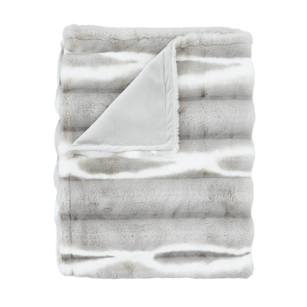 Catherine Lansfield Flint Cosy Faux Fur 130x170cm Blanket Throw Silver Grey