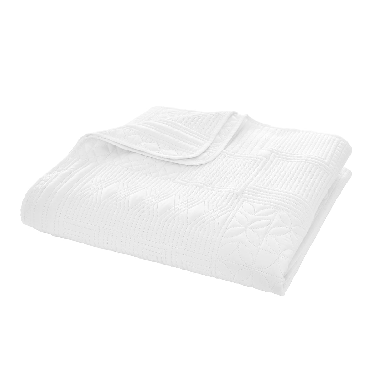 Catherine Lansfield Folkstone Geo 220x230cm Bedspread White