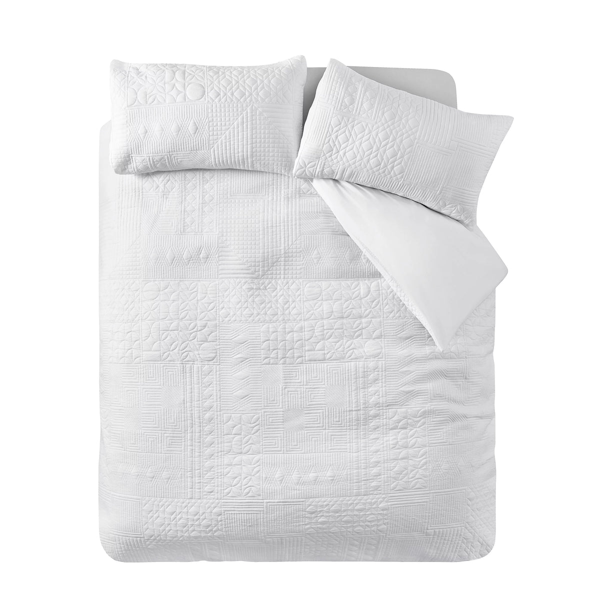 Catherine Lansfield Folkstone Geo Duvet Cover Set White