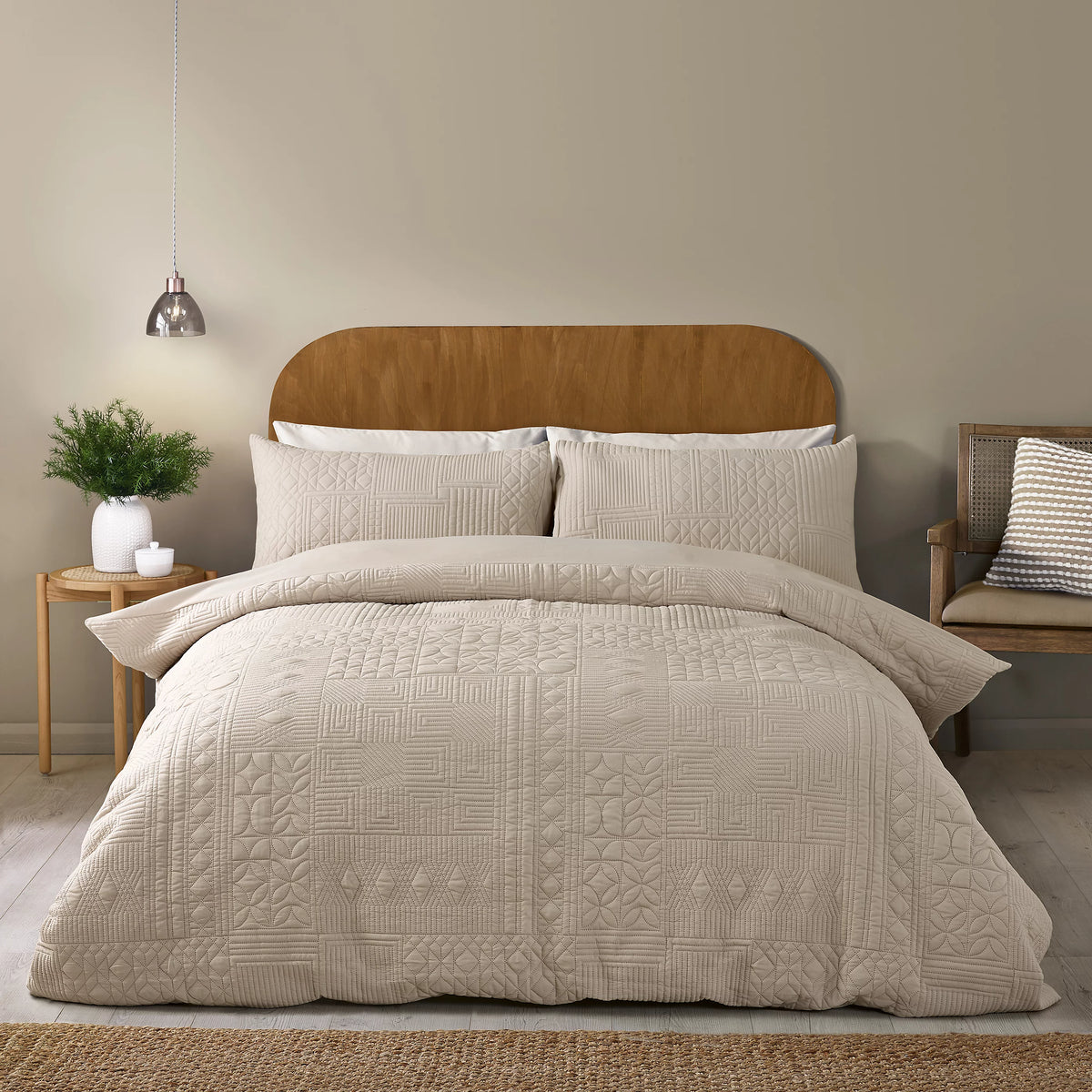 Catherine Lansfield Folkstone Geo Duvet Cover Set Natural