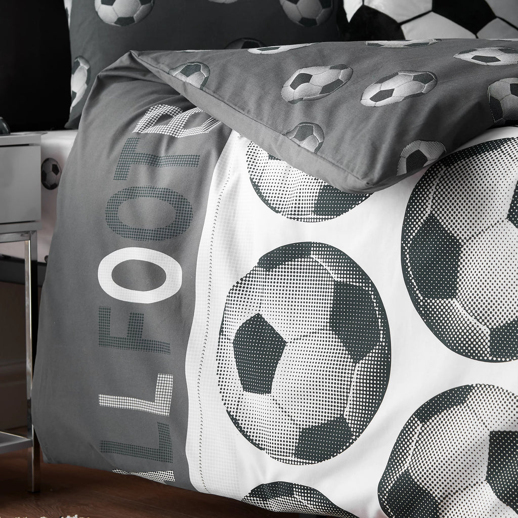 Catherine Lansfield Football Reversible Duvet Cover Set in Grey