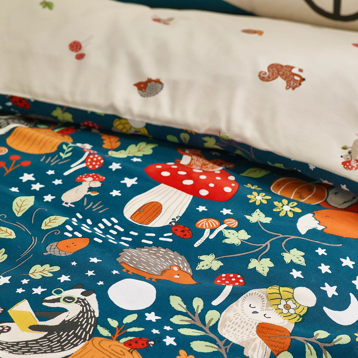 Catherine Lansfield Fox and Woodland Friends Reversible Duvet Cover Set in Green