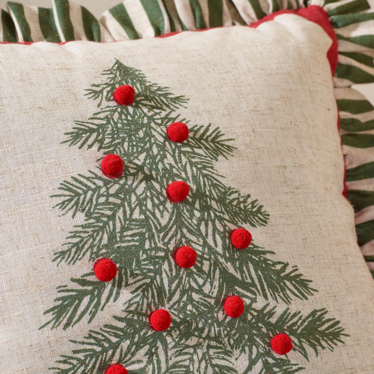 Catherine Lansfield Frilled Christmas Tree Green Cushion 45x45cm