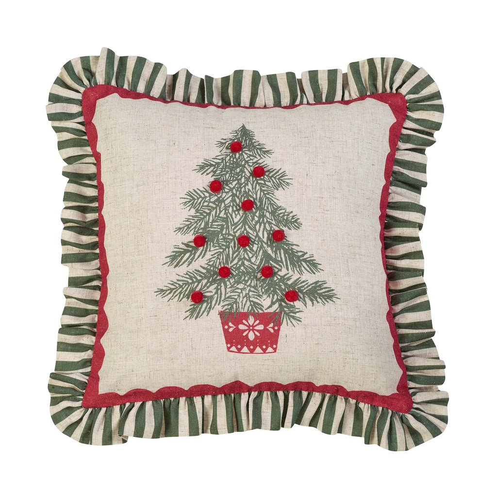 Catherine Lansfield Frilled Christmas Tree Green Cushion 45x45cm