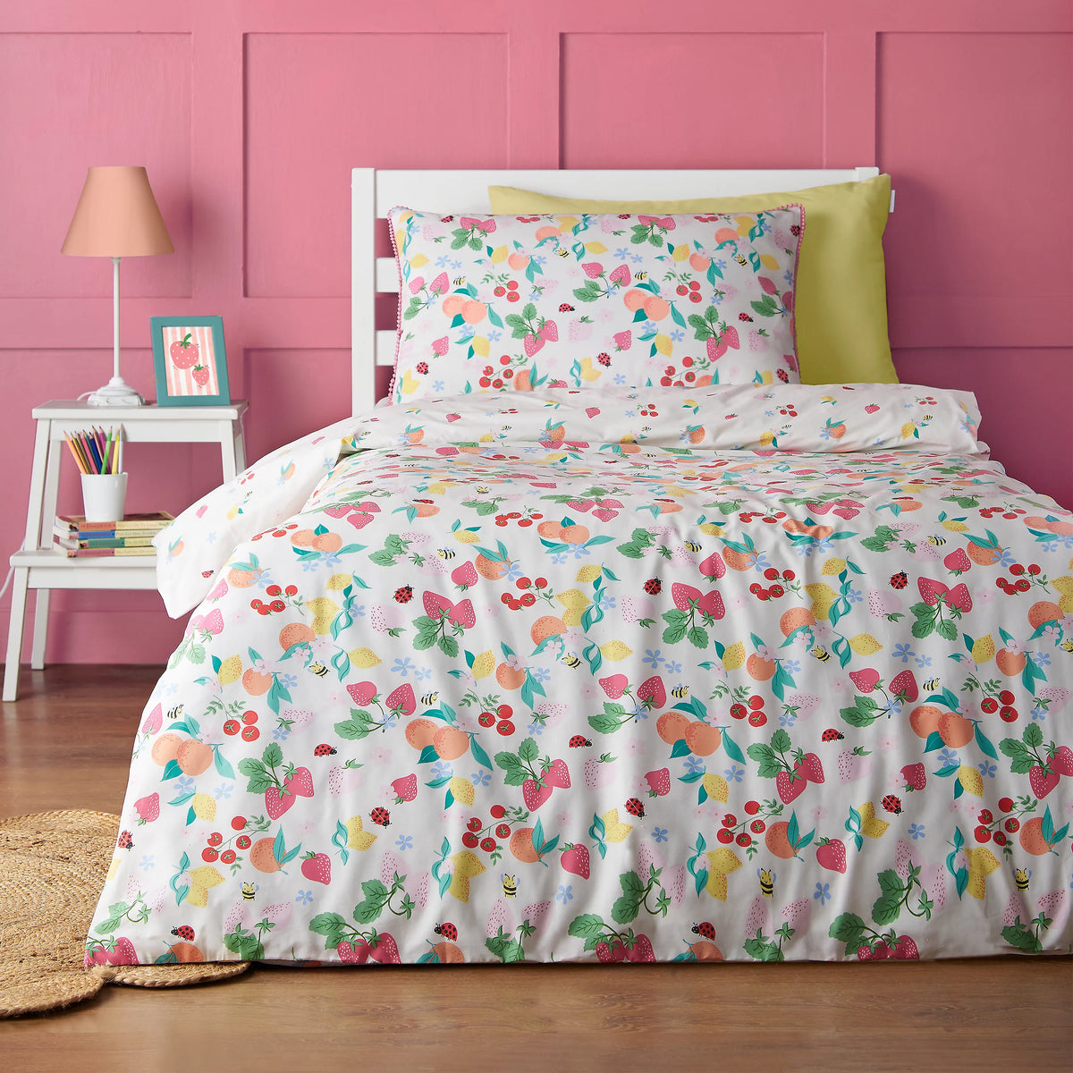 Catherine Lansfield Fruity Friends Reversible Duvet Cover Set in Bright