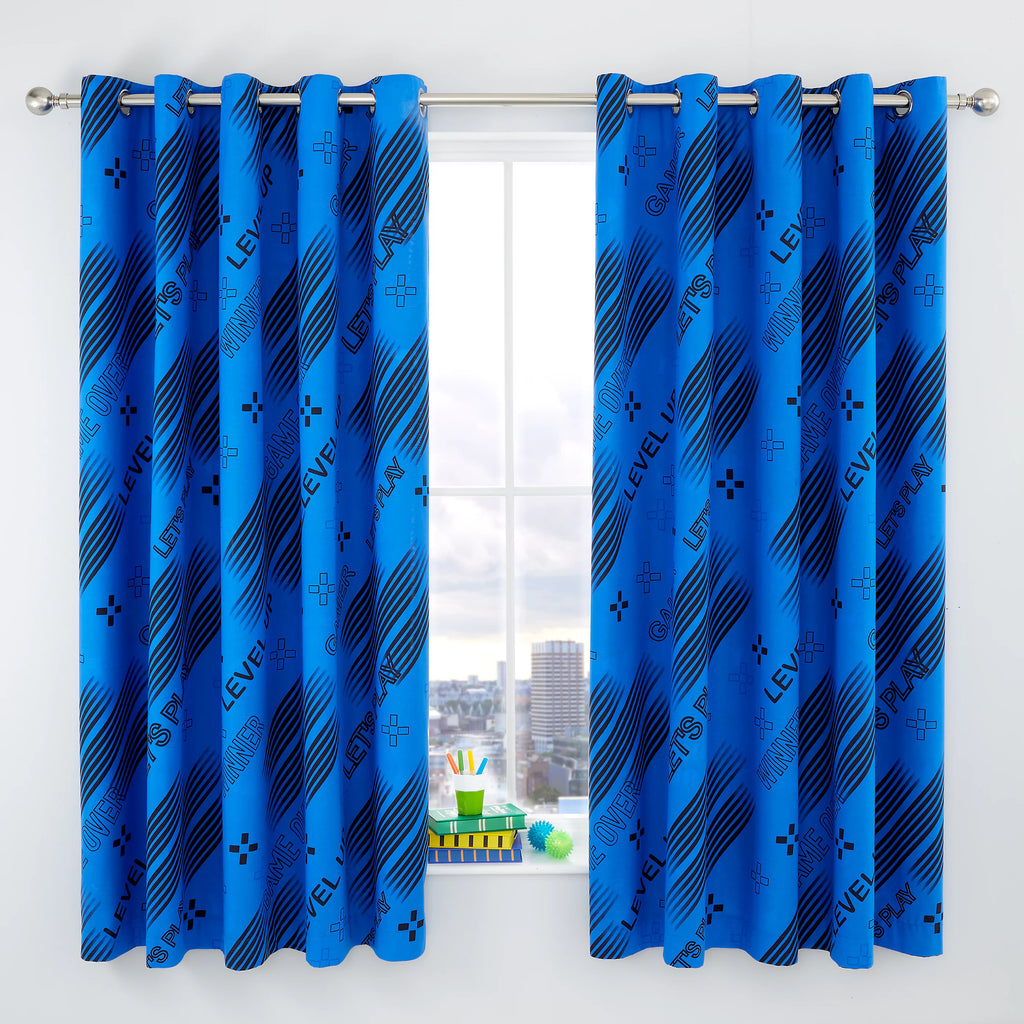 Catherine Lansfield Game Over Reversible Gaming Eyelet Curtains in Black