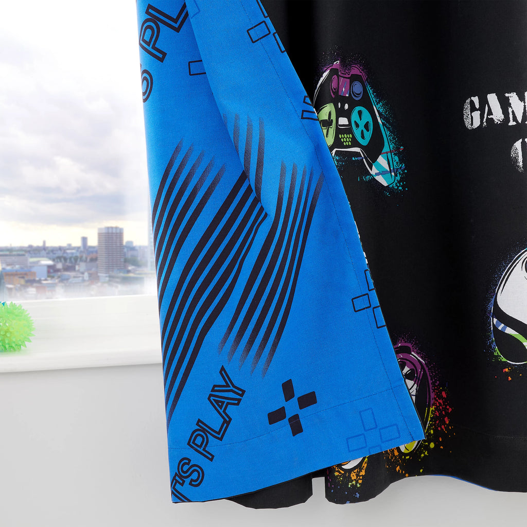 Catherine Lansfield Game Over Reversible Gaming Eyelet Curtains in Black