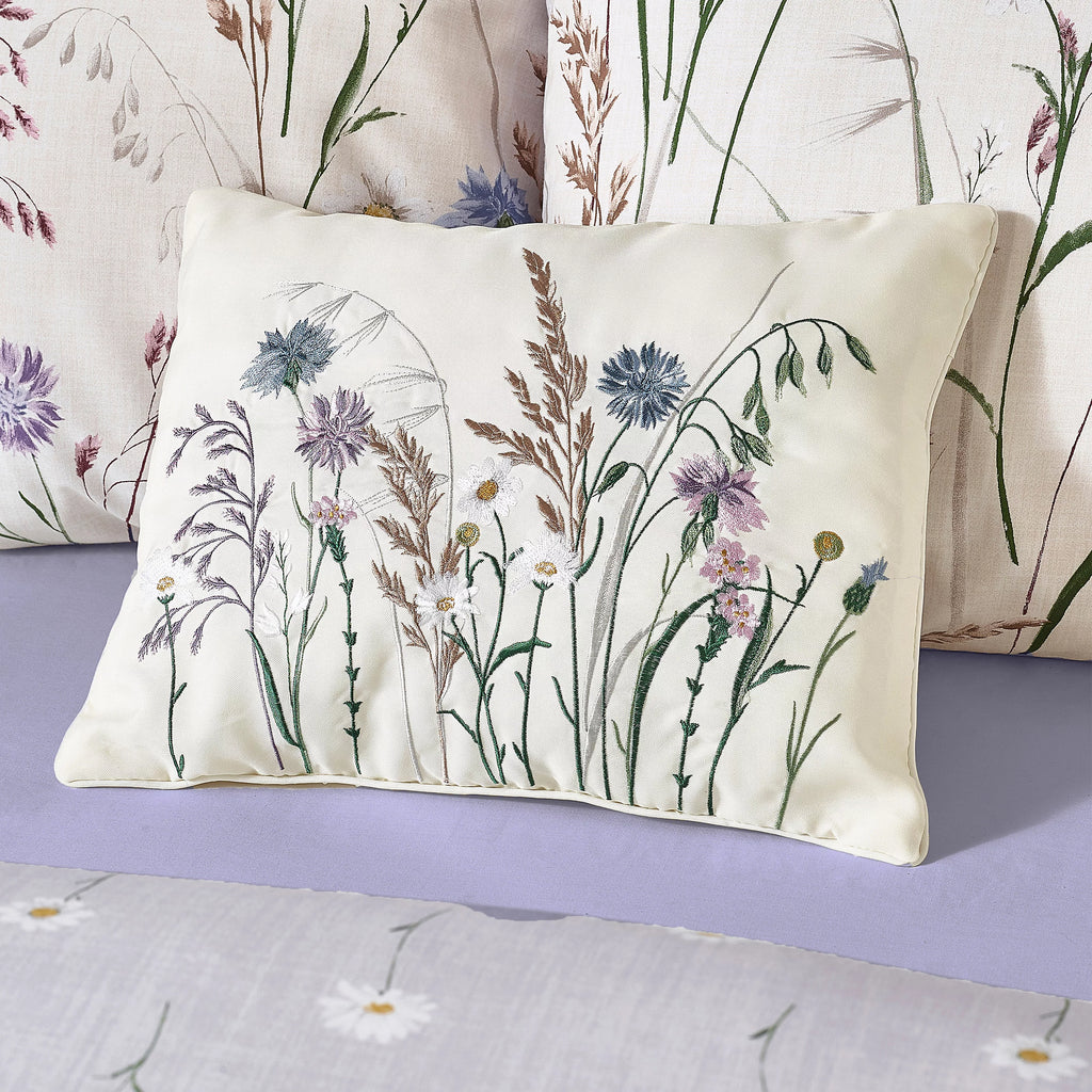 Catherine Lansfield Grasmere Floral Embroidered 30x40 cm Cushion Lilac