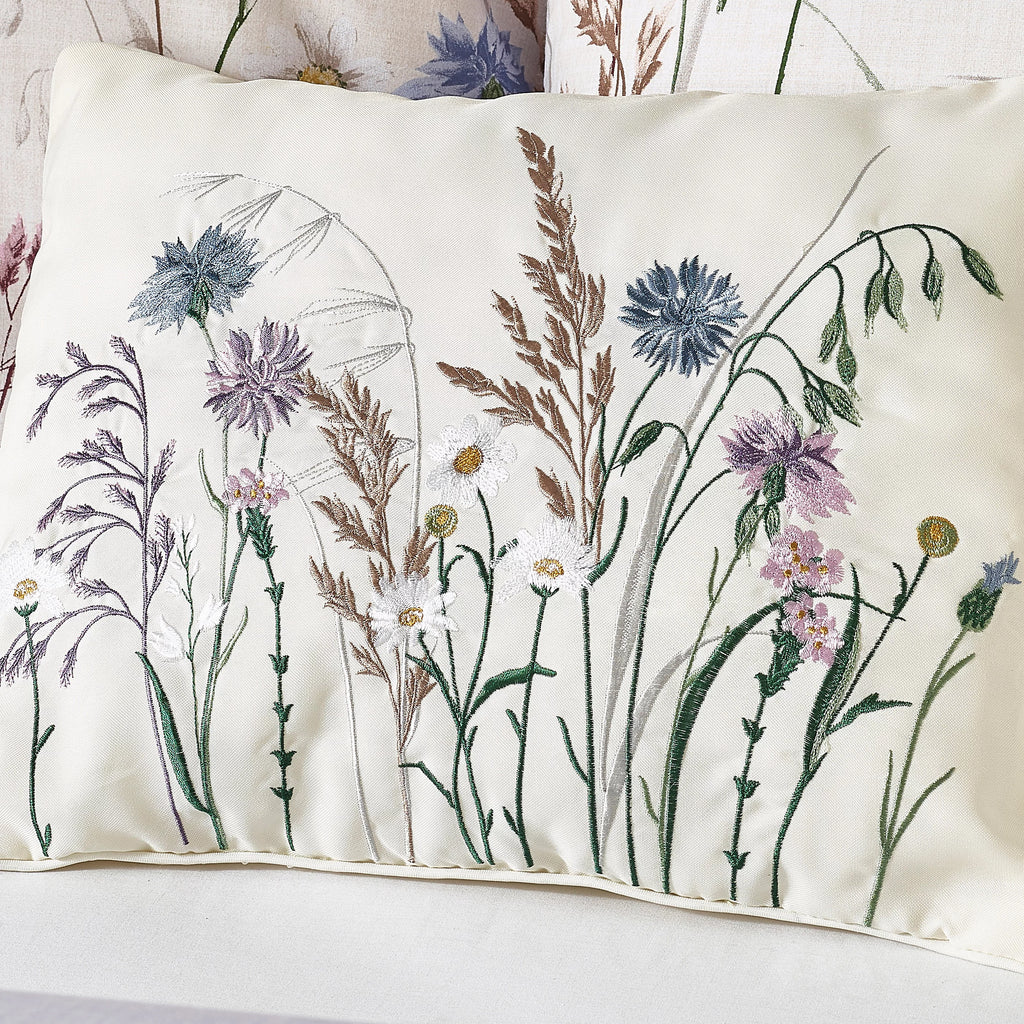 Catherine Lansfield Grasmere Floral Embroidered 30x40 cm Cushion Lilac