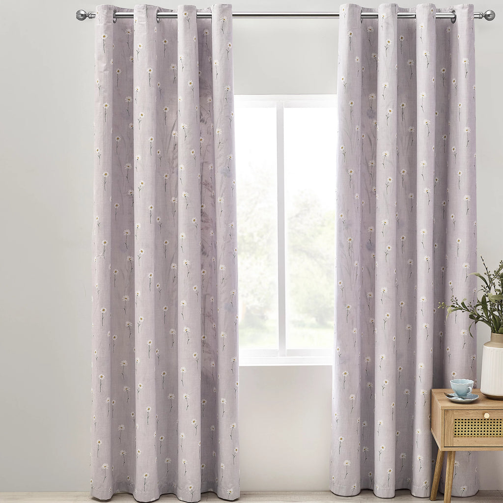 Catherine Lansfield Grasmere Floral Reversible Eyelet Curtains 66 x 90 Inch