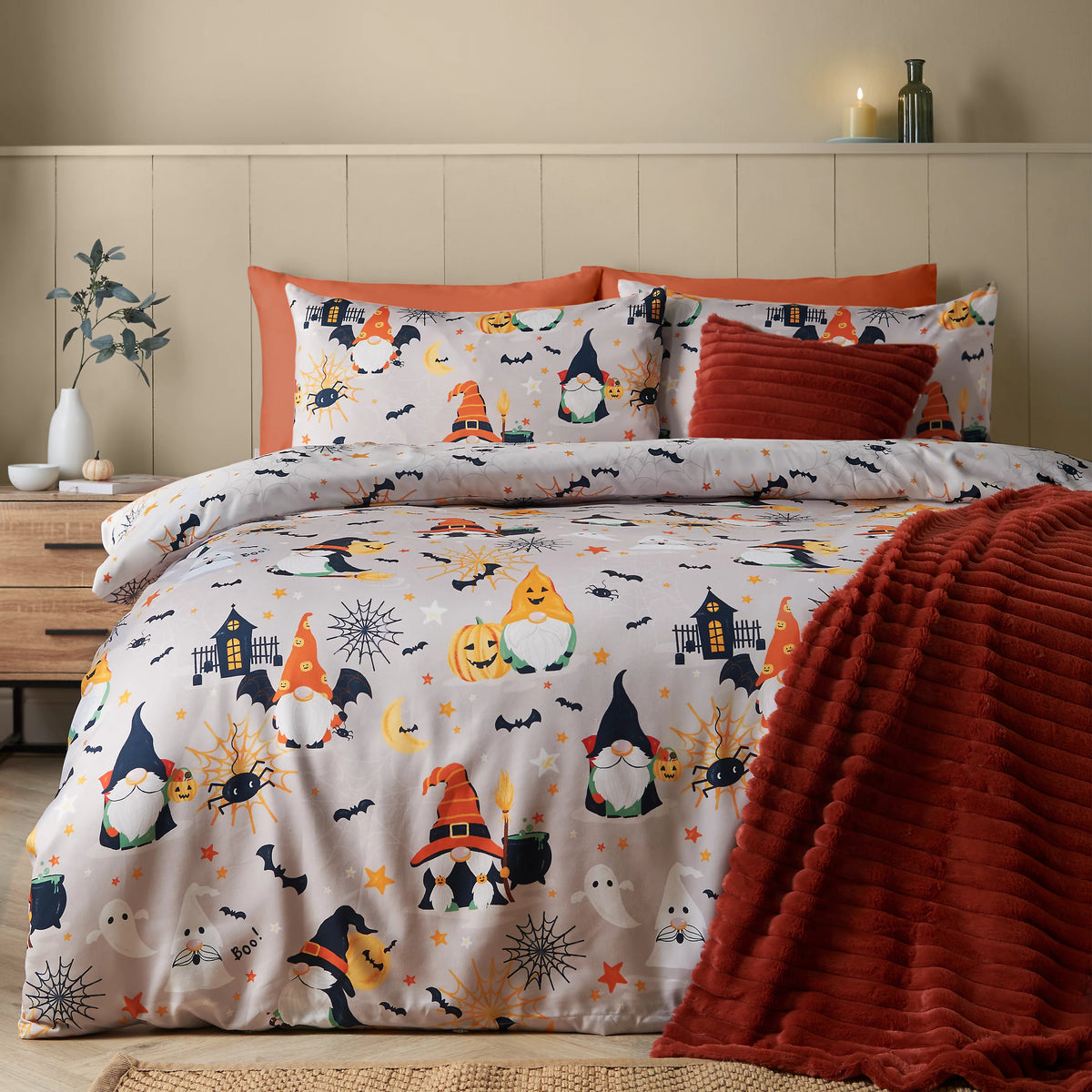 Catherine Lansfield Halloween Gonks So Soft Reversible Duvet Cover Set