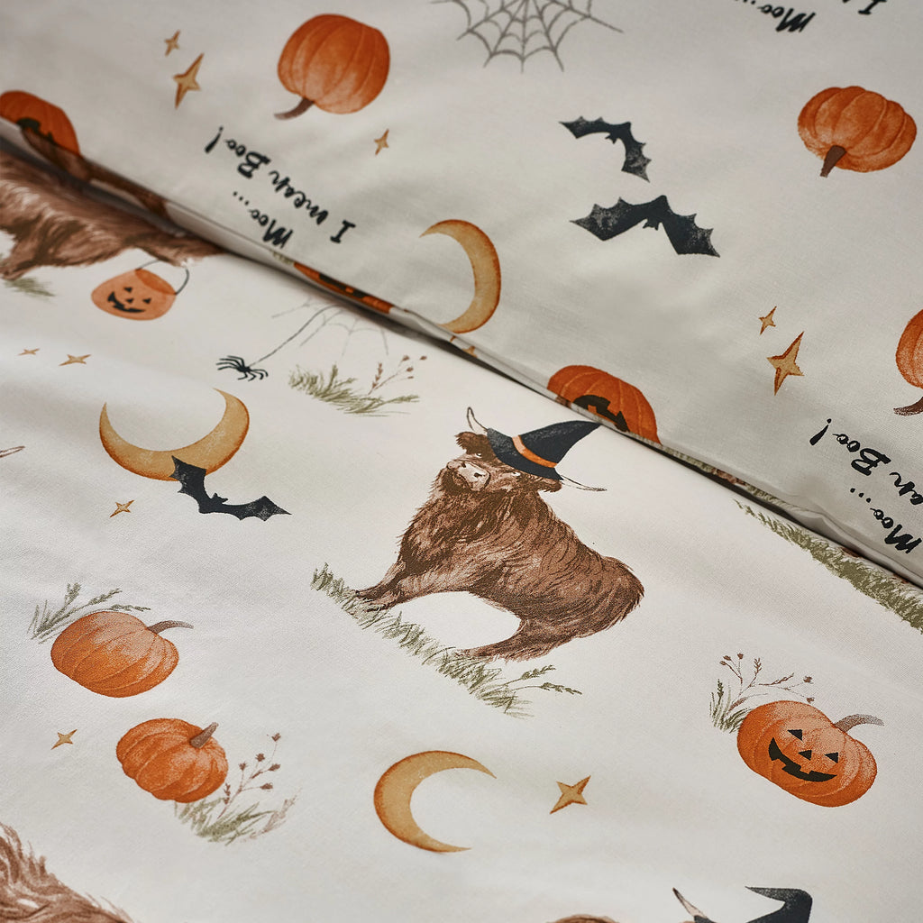 Catherine Lansfield Natural Halloween Highland Cow Duvet Cover Set