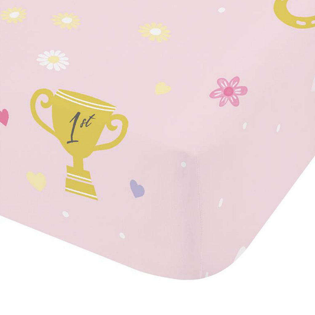 Catherine Lansfield Happy Horses Fitted Sheet Pink