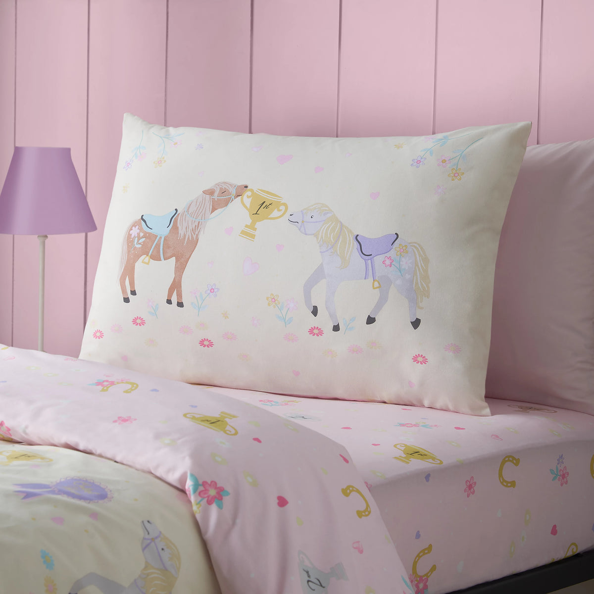 Catherine Lansfield Happy Horses Duvet Cover Set in Cream