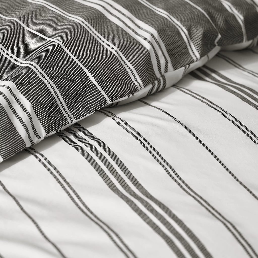 Catherine Lansfield Harbour Stripe Black Duvet Cover Set