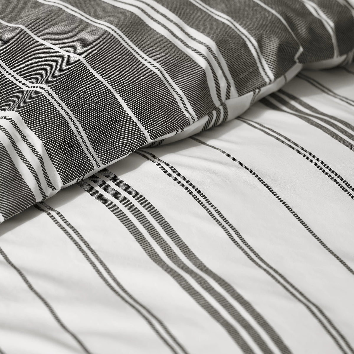 Catherine Lansfield Harbour Stripe Black Duvet Cover Set