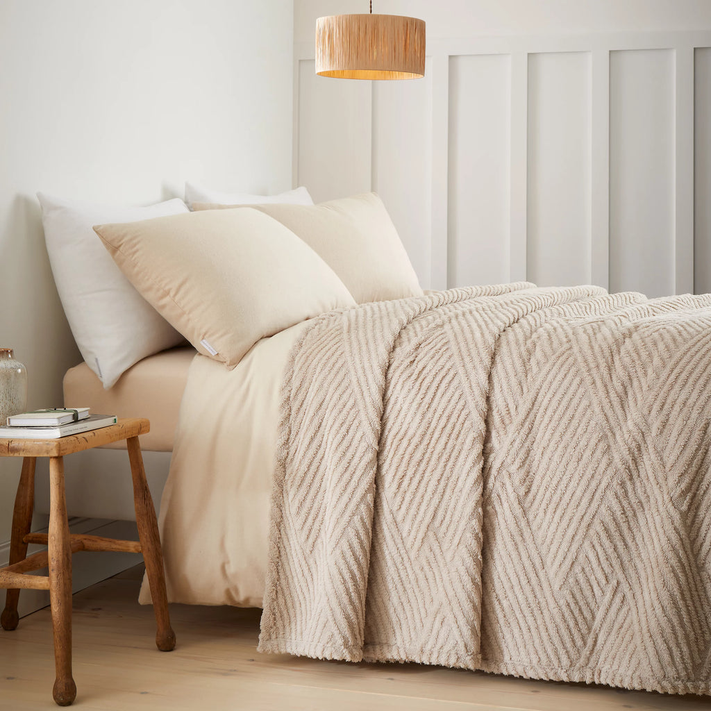 Catherine Lansfield Heat Buddy Cosy Super Thermal 220x230cm Blanket Bedspread Natural