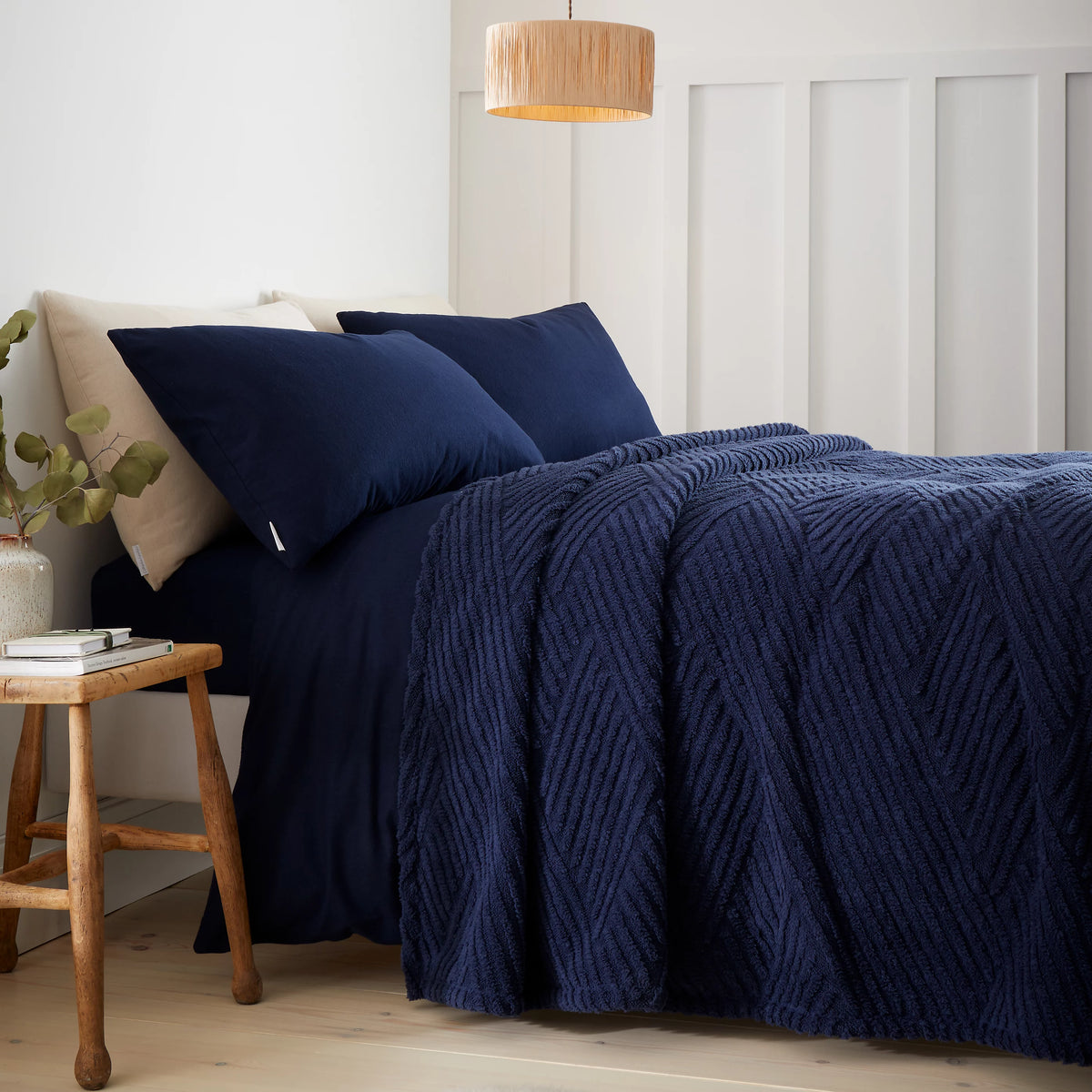 Catherine Lansfield Heat Buddy Cosy Super Thermal 220x230cm Blanket Bedspread Navy Blue