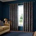 Catherine Lansfield Hedgerow Hopper Lined Eyelet Curtains in Navy