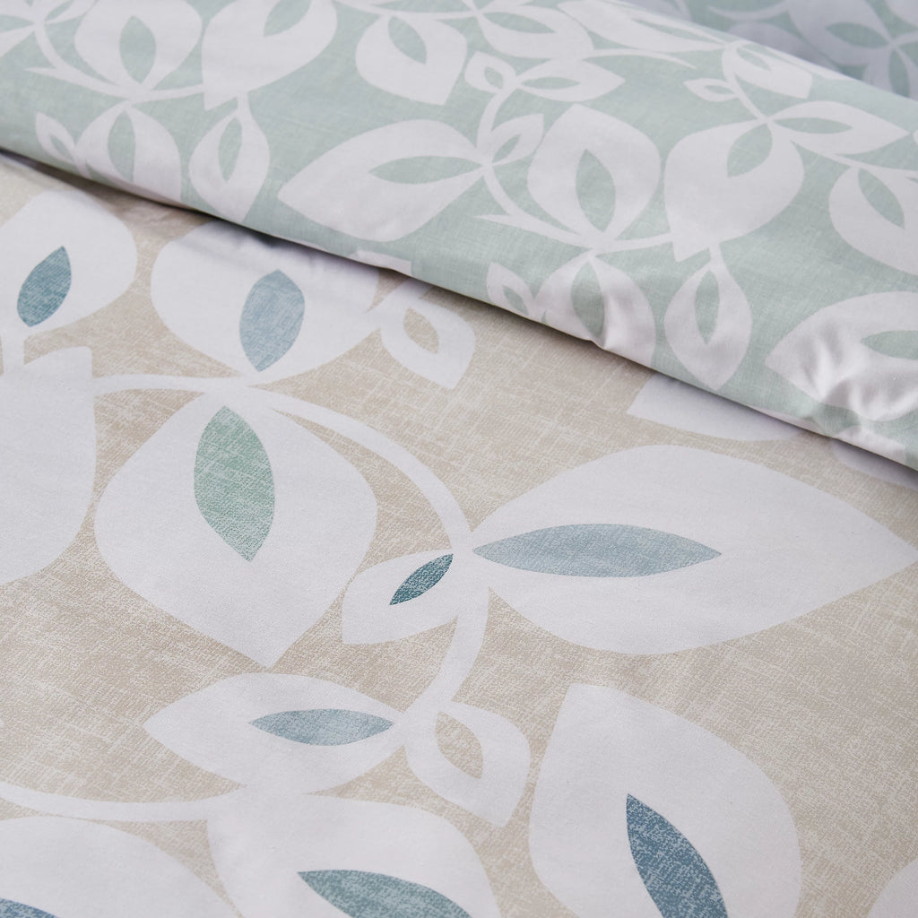 Catherine Lansfield Inga Leaf Reversible Duvet Cover Set Natural