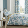 Catherine Lansfield Inga Leaf Reversible Duvet Cover Set Teal Green