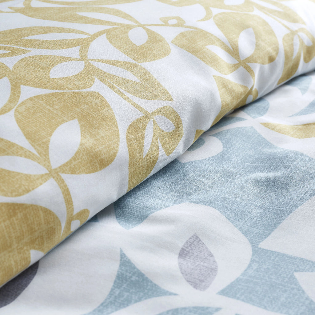 Catherine Lansfield Inga Leaf Reversible Duvet Cover Set Teal Green