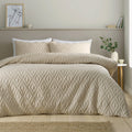 Catherine Lansfield Jacob Geo Soft Touch Duvet Cover Set Natural