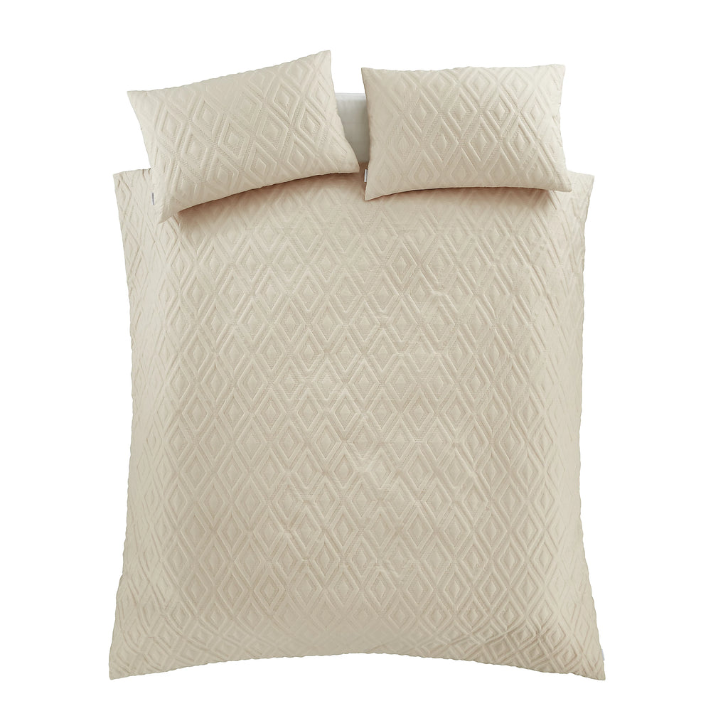 Catherine Lansfield Jacob Geo Soft Touch Duvet Cover Set Natural