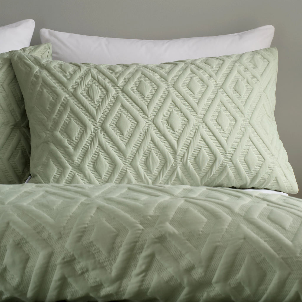 Catherine Lansfield Jacob Geo Soft Touch Duvet Cover Set Sage Green