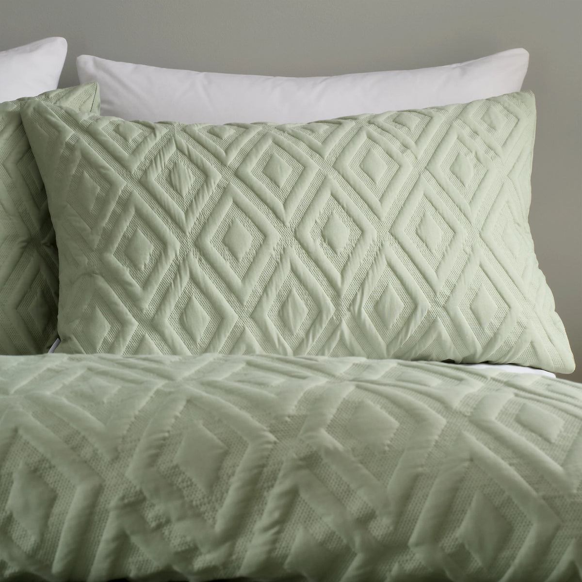 Catherine Lansfield Jacob Geo Soft Touch Duvet Cover Set Sage Green