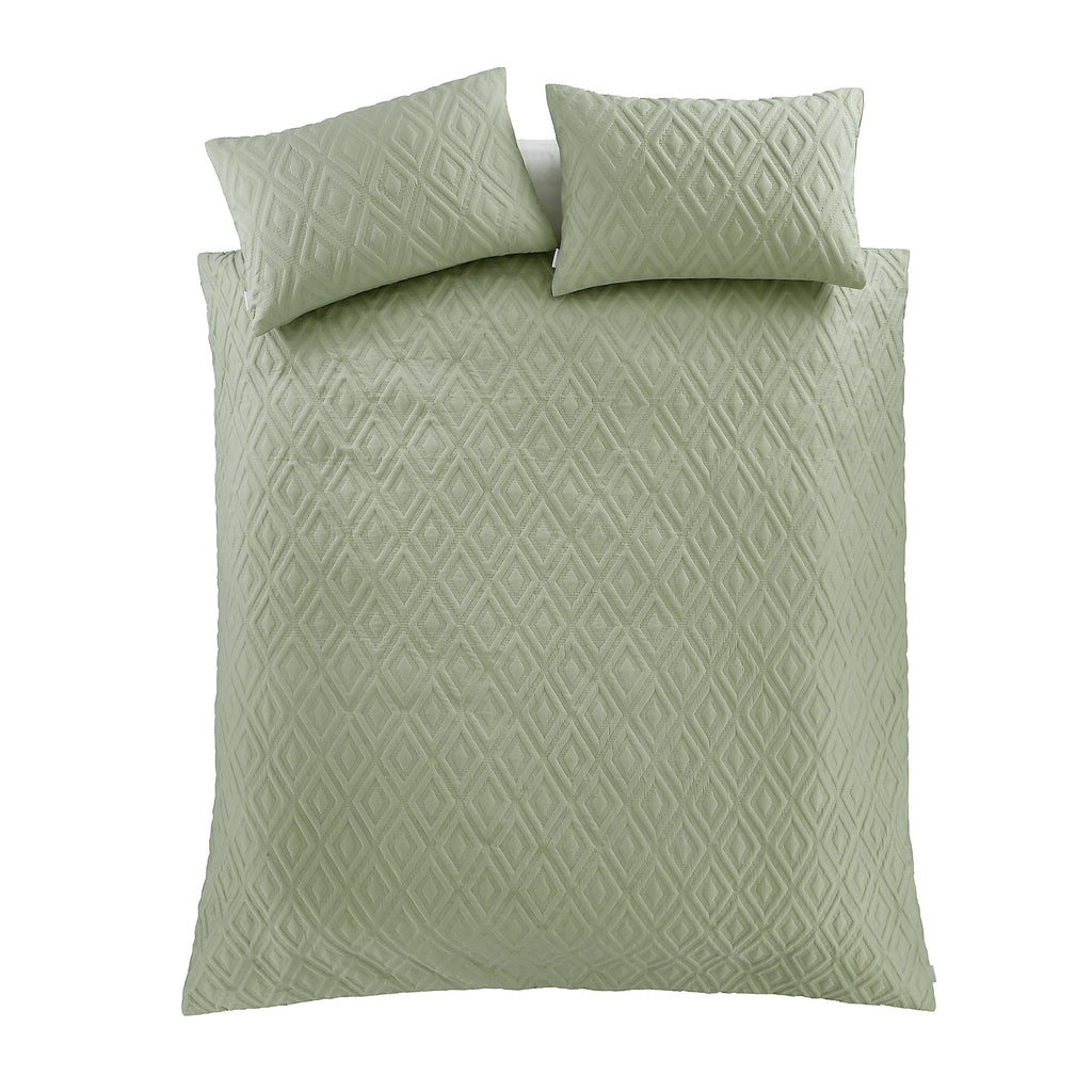 Catherine Lansfield Jacob Geo Soft Touch Duvet Cover Set Sage Green
