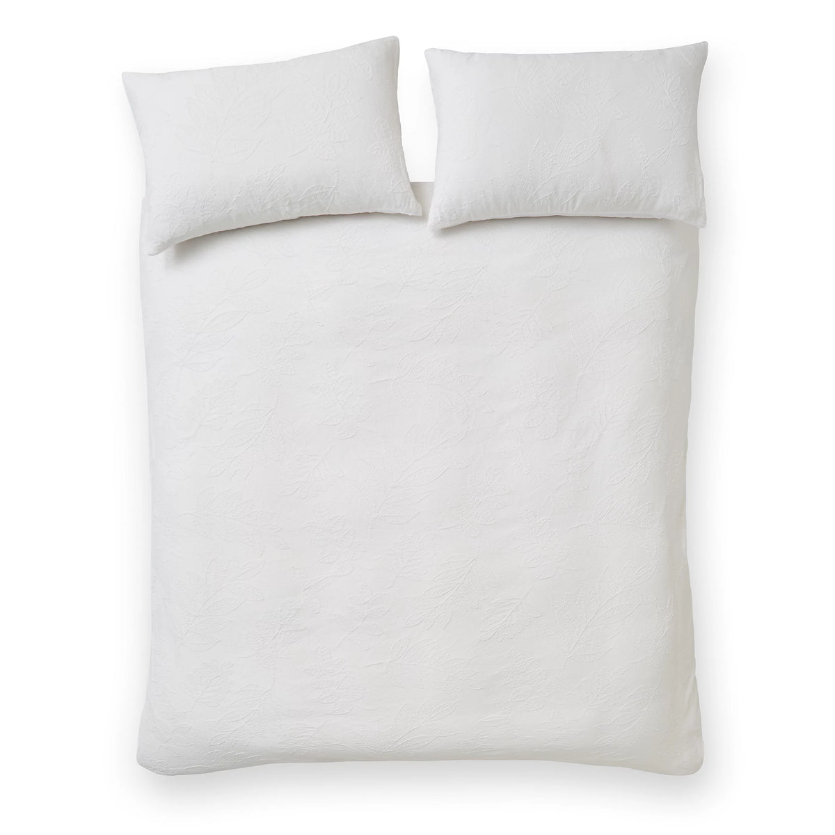 Catherine Lansfield White Jacquard Leaves Duvet Cover Set