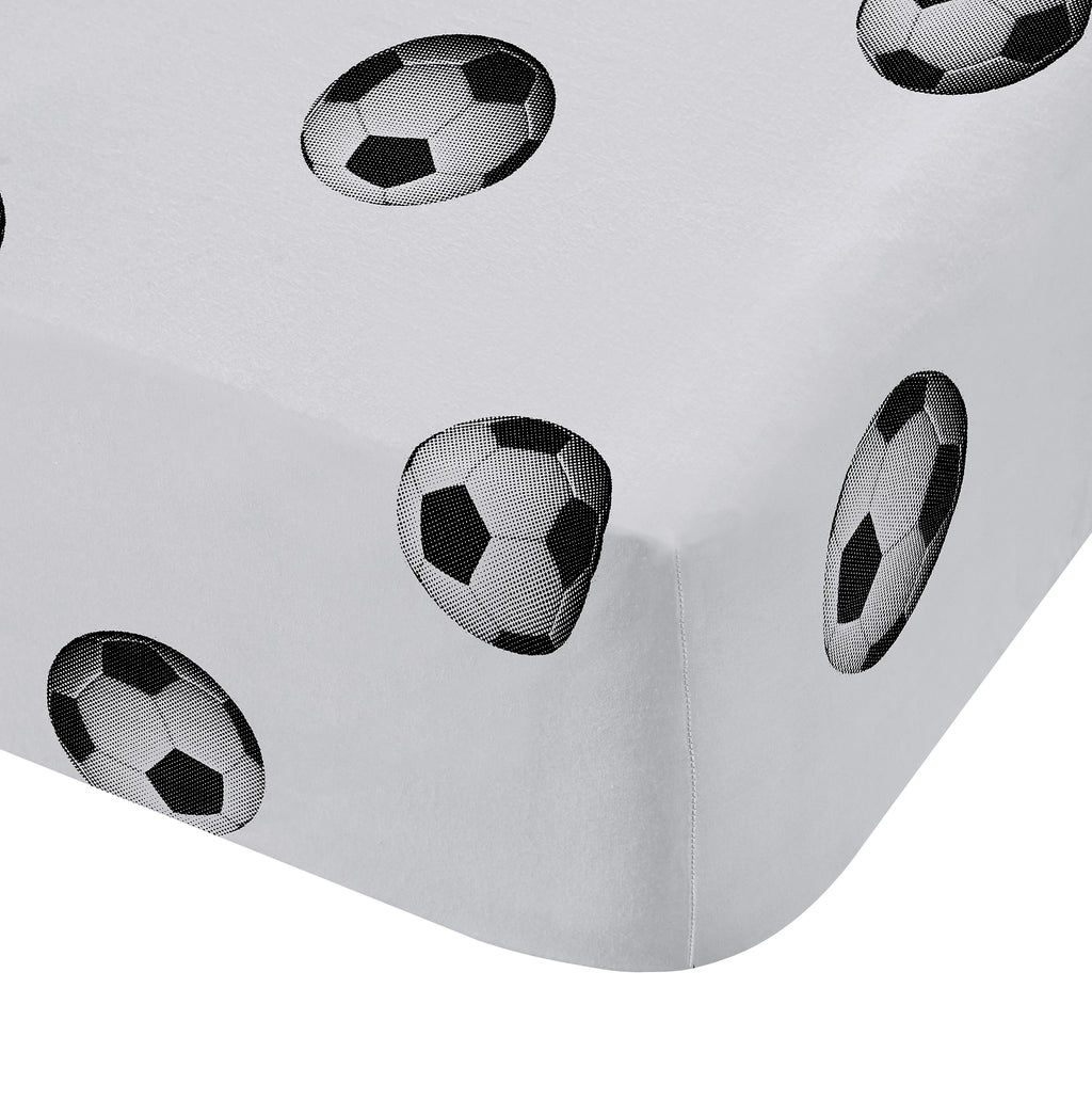 Catherine Lansfield Football Black & White Fitted Sheet
