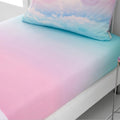 Catherine Lansfield Kids Bedroom Ombre Rainbow Clouds Fitted Sheet 25cm Depth in Pastel