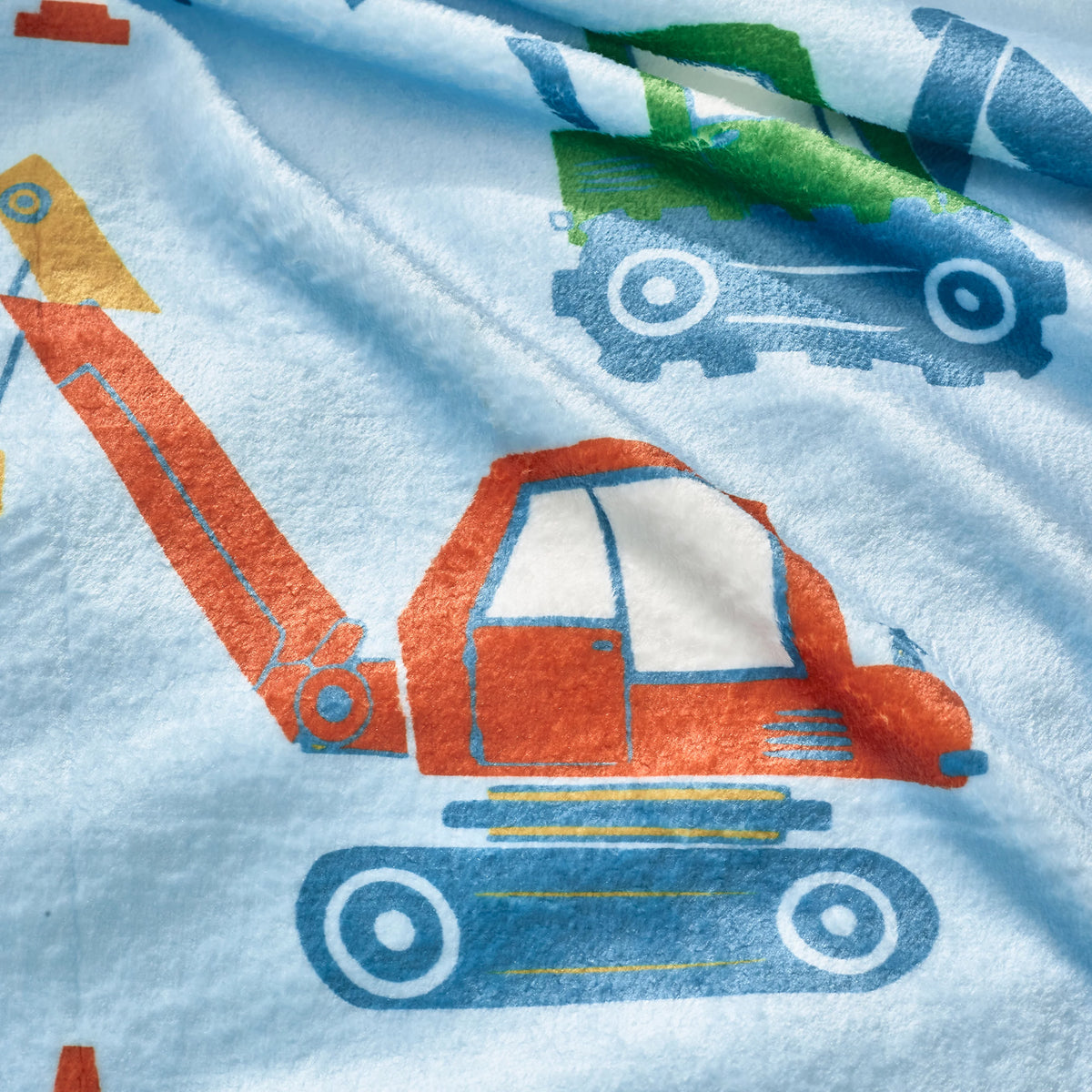 Catherine Lansfield Kids Digger Dreams Cosy Fleece Blanket Throw in Blue 130 x 170cm