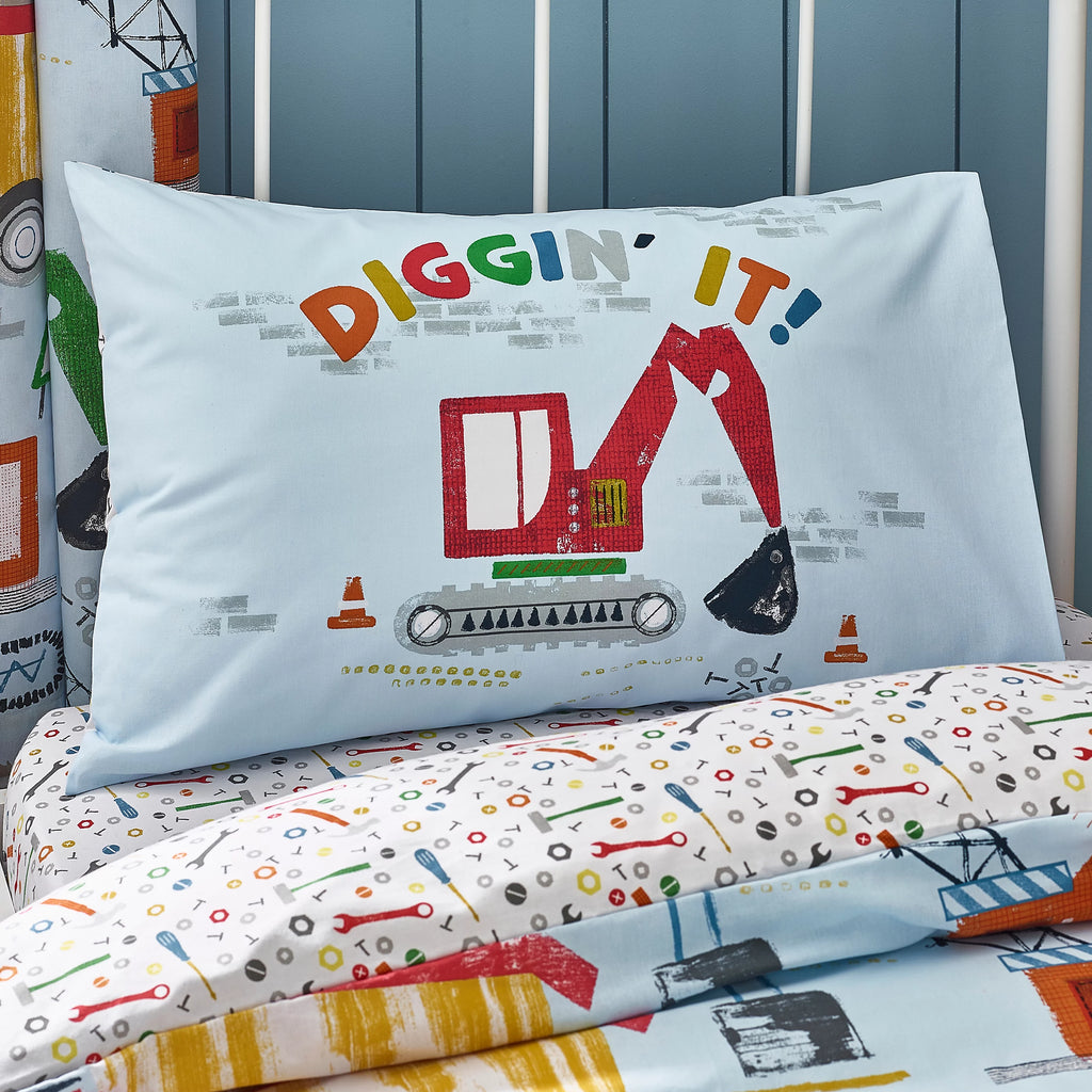Catherine Lansfield Kids Digger Dreams Reversible Duvet Cover Set in Blue