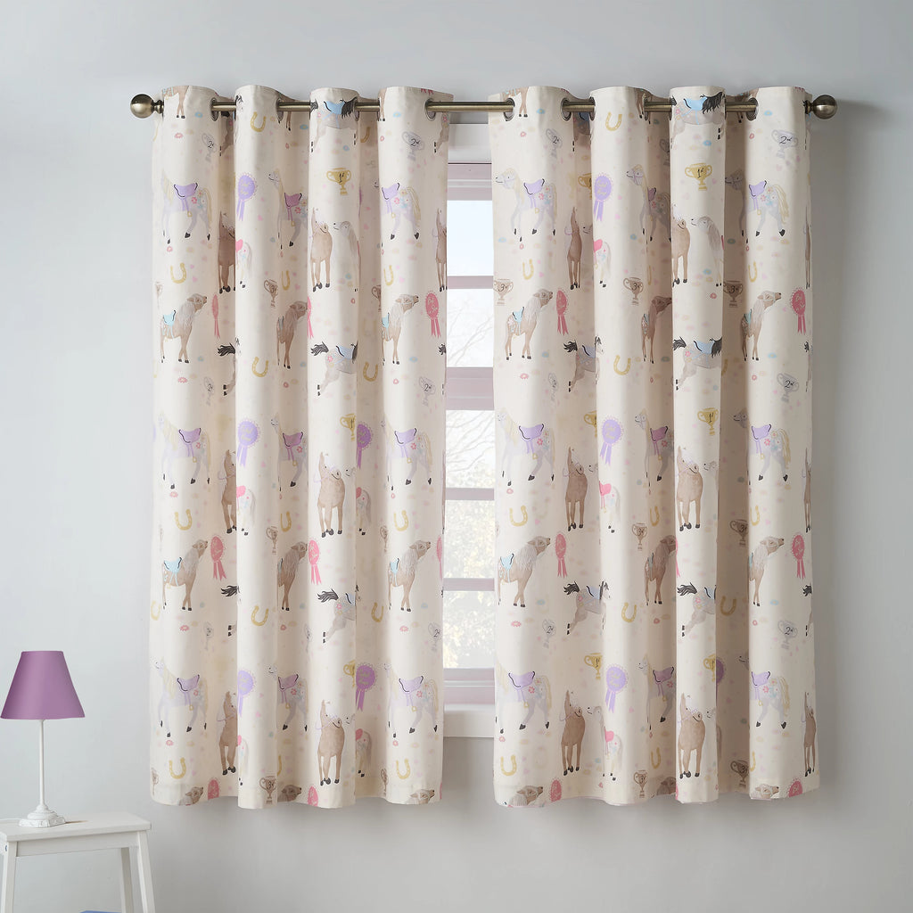 Catherine Lansfield Happy Horses Kids Reversible Eyelet Curtains