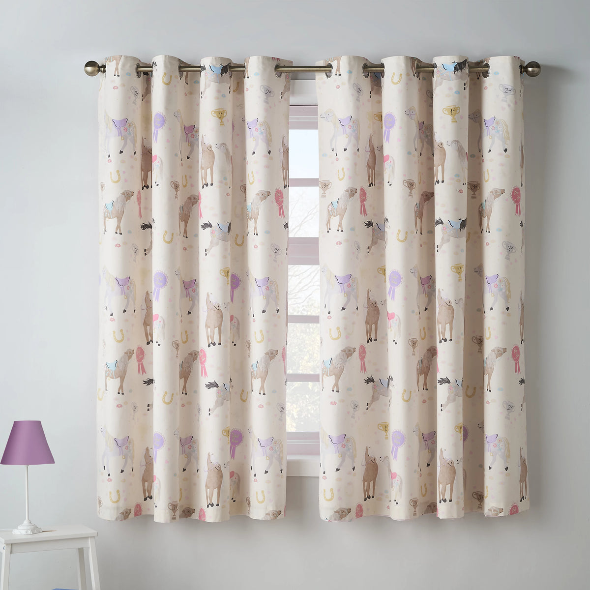 Catherine Lansfield Happy Horses Kids Reversible Eyelet Curtains