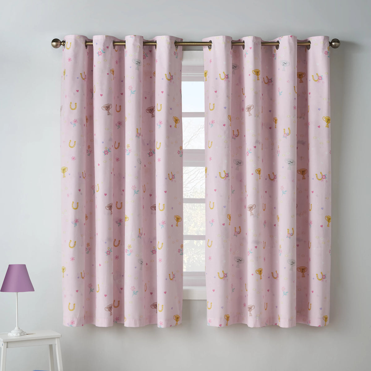 Catherine Lansfield Happy Horses Kids Reversible Eyelet Curtains