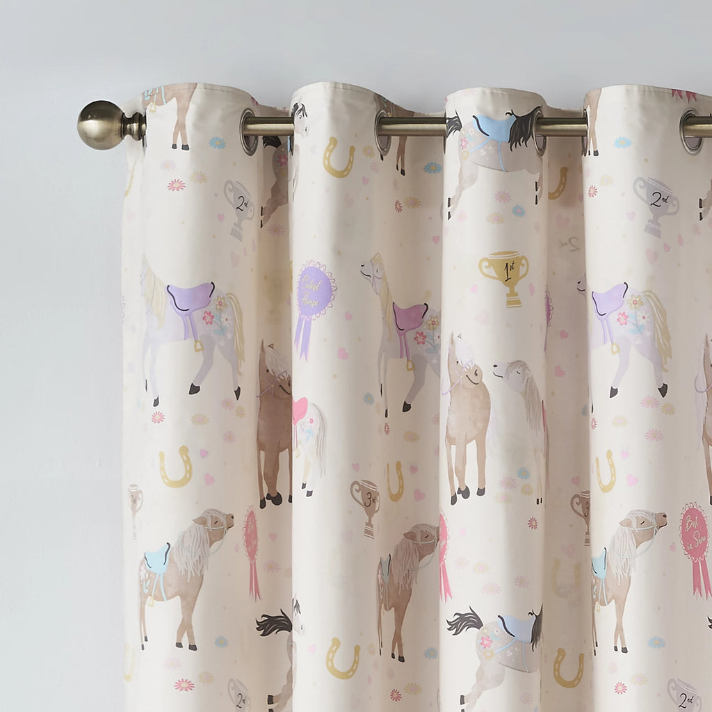 Catherine Lansfield Happy Horses Kids Reversible Eyelet Curtains