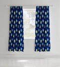 Catherine Lansfield Football Pencil Pleat Curtains in Blue 66 x 72 Inch