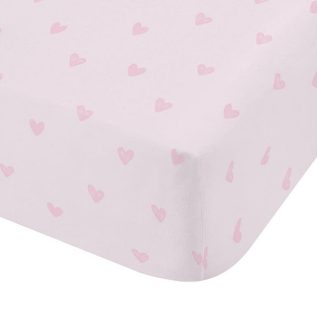 Catherine Lansfield Soft as a Cloud Hearts Fitted Sheet in Pink
