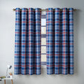 Catherine Lansfield Stars And Check Fully Reversible Eyelet Curtains in Blue