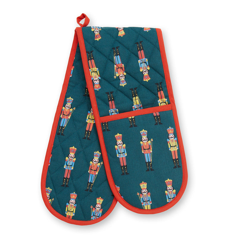 Catherine Lansfield Christmas Nutcracker Cotton Double Oven Glove in Green