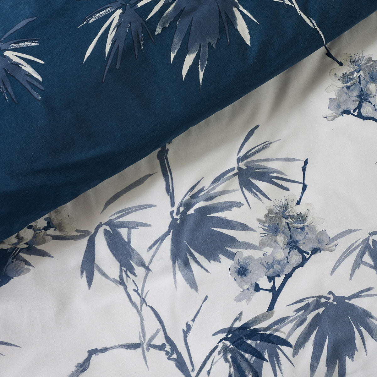 Catherine Lansfield Blue Kyoto Floral Reversible Duvet Cover Set