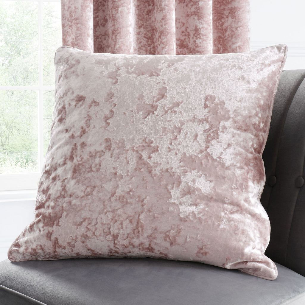 Catherine Lansfield Living Crushed Velvet 45x45cm Cushion Blush Pink
