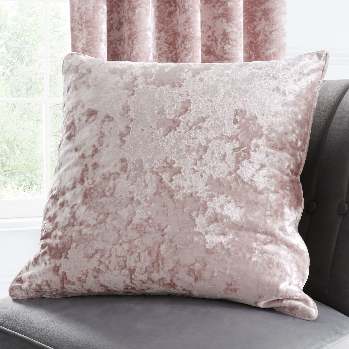 Catherine Lansfield Living Crushed Velvet 45x45cm Cushion Blush Pink