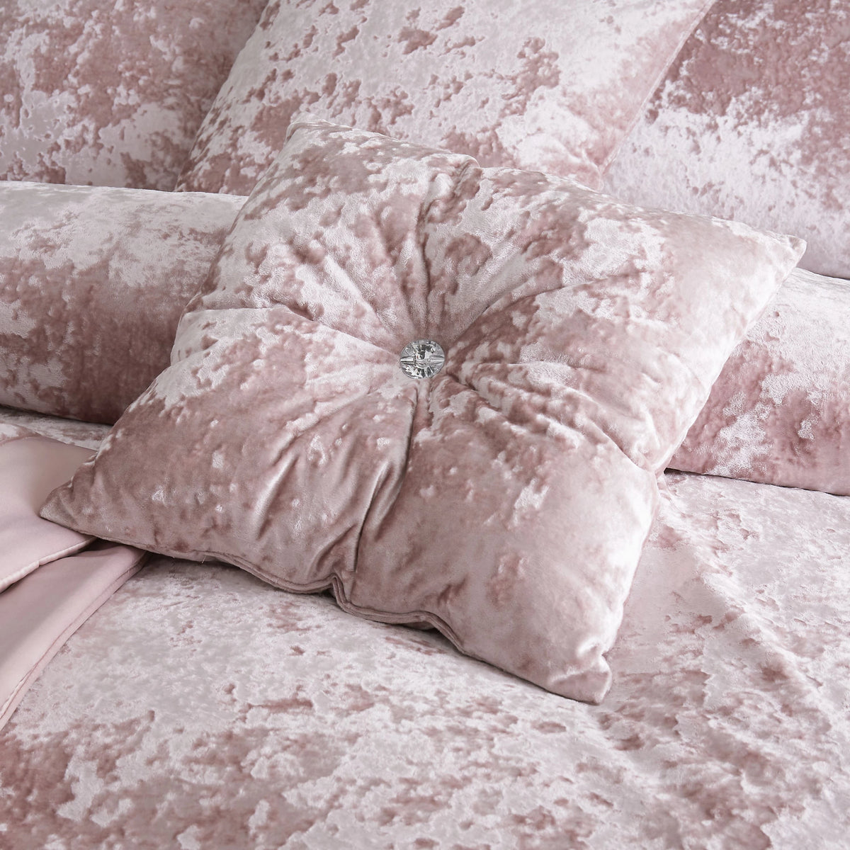 Catherine Lansfield Living Crushed Velvet 45x45cm Cushion Blush Pink